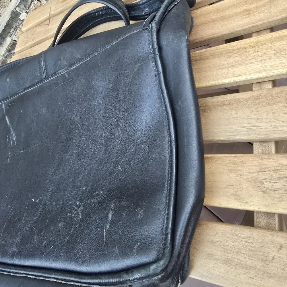 Coach Black Leather Messenger Bag